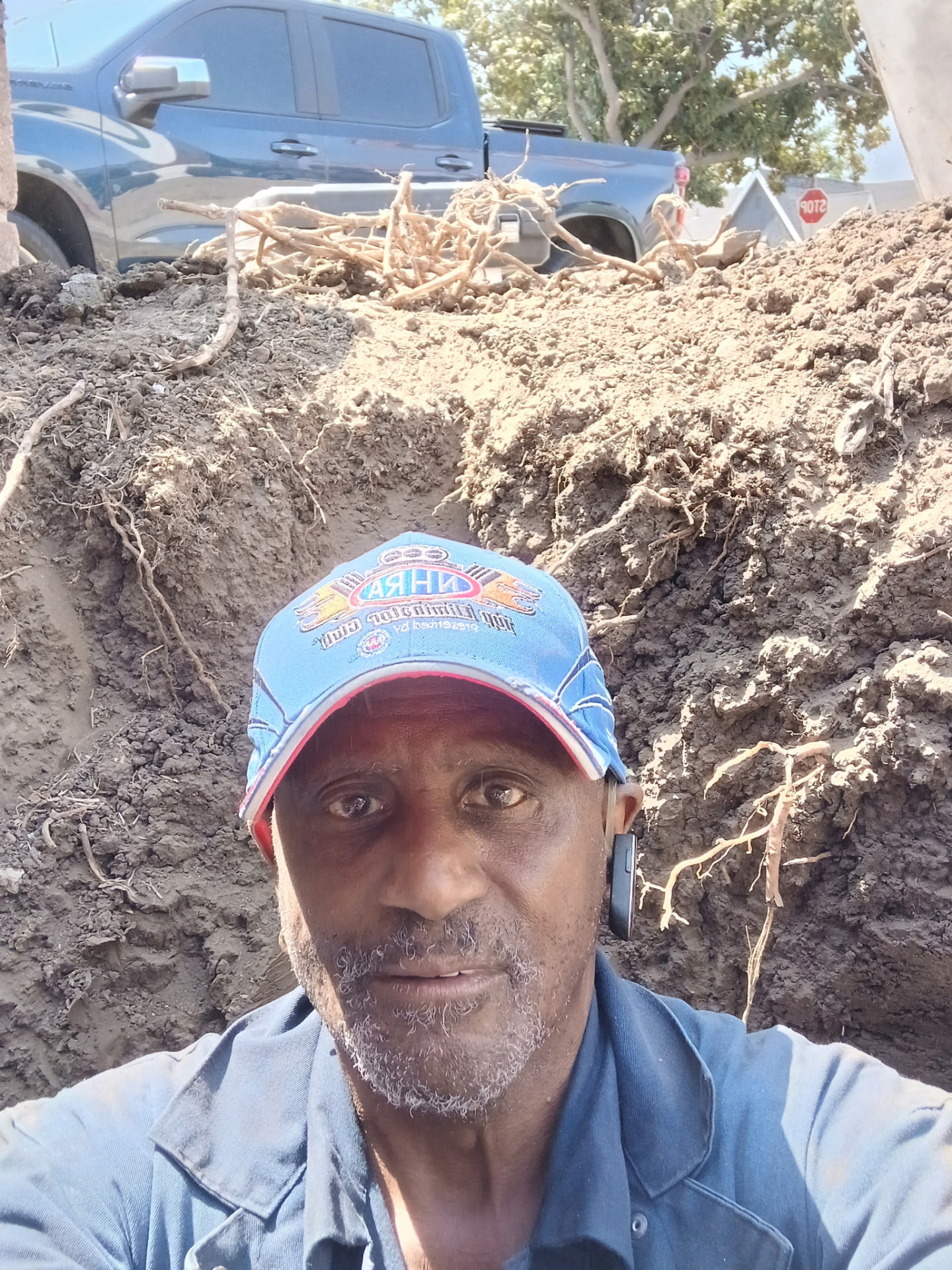 Dave on a job site during a sewer line excavation